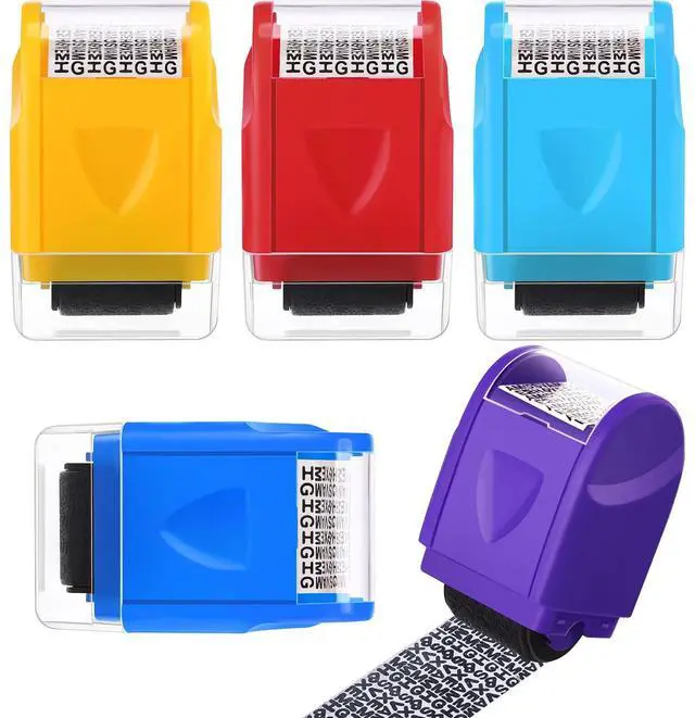 Main image of 5 Pcs Identity Theft Protection Roller Stamp, Small, Multi Colors | Confidential Privacy, Security Stamp for Mail ID Account Data Address Blackout