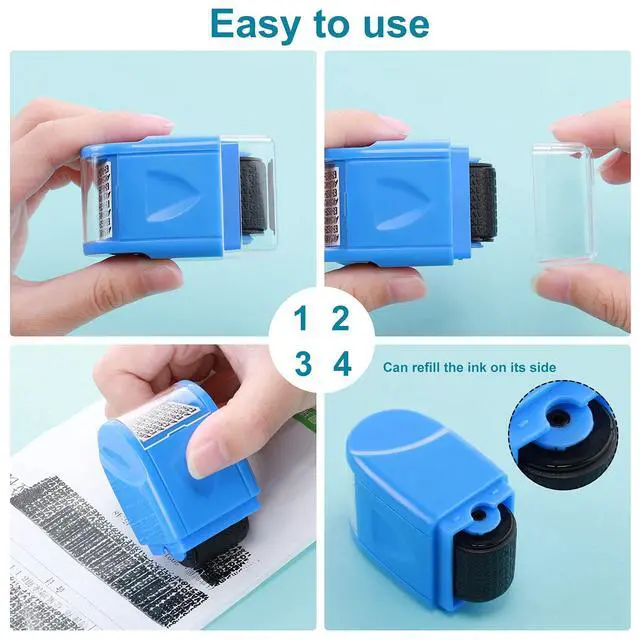 Alt view image 3 of 6 - 5 Pcs Identity Theft Protection Roller Stamp, Small, Multi Colors | Confidential Privacy, Security Stamp for Mail ID Account Data Address Blackout