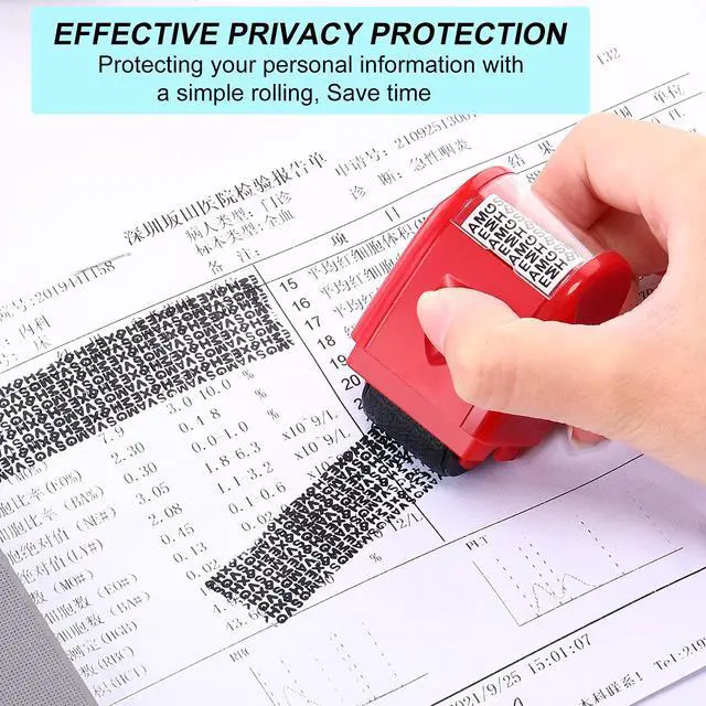 Alt view image 4 of 6 - 5 Pcs Identity Theft Protection Roller Stamp, Small, Multi Colors | Confidential Privacy, Security Stamp for Mail ID Account Data Address Blackout