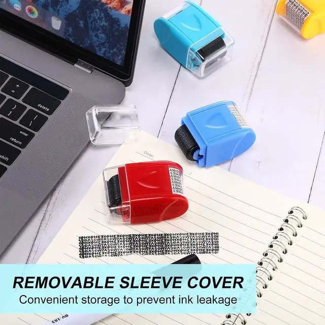 Alt view image 5 of 6 - 5 Pcs Identity Theft Protection Roller Stamp, Small, Multi Colors | Confidential Privacy, Security Stamp for Mail ID Account Data Address Blackout