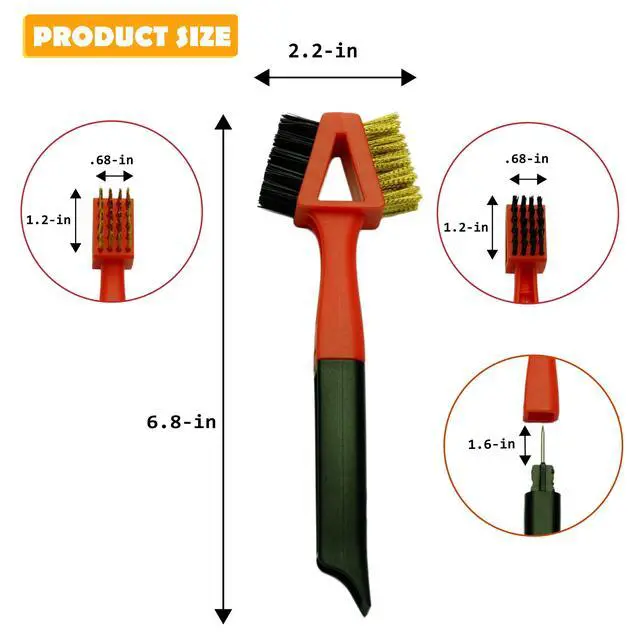 Alt view image 5 of 7 - 3Pcs (2 Heavy Duty Wide Using Stainless Steel Scraper and 3-in-1Kitchen Stove Cleaning Brush), Brass Brush,Wire Brush,Metal Brush,Nylon Brush, Rust Cleaner for Pot, Range Hood Grease Grime Cleaner