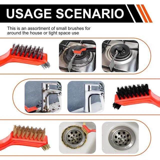 Alt view image 4 of 7 - Wire Brush Set, 6 Pcs Professional Wire Brushes for Cleaning Rust