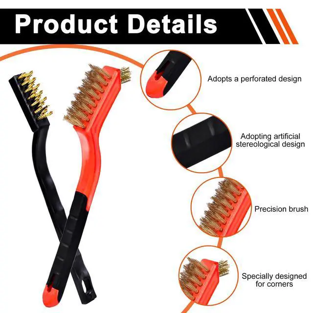 Alt view image 3 of 7 - Wire Brush Set, 6 Pcs Professional Wire Brushes for Cleaning Rust