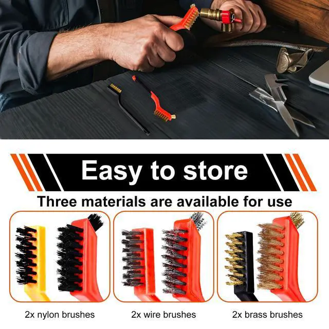 Alt view image 6 of 7 - Wire Brush Set, 6 Pcs Professional Wire Brushes for Cleaning Rust