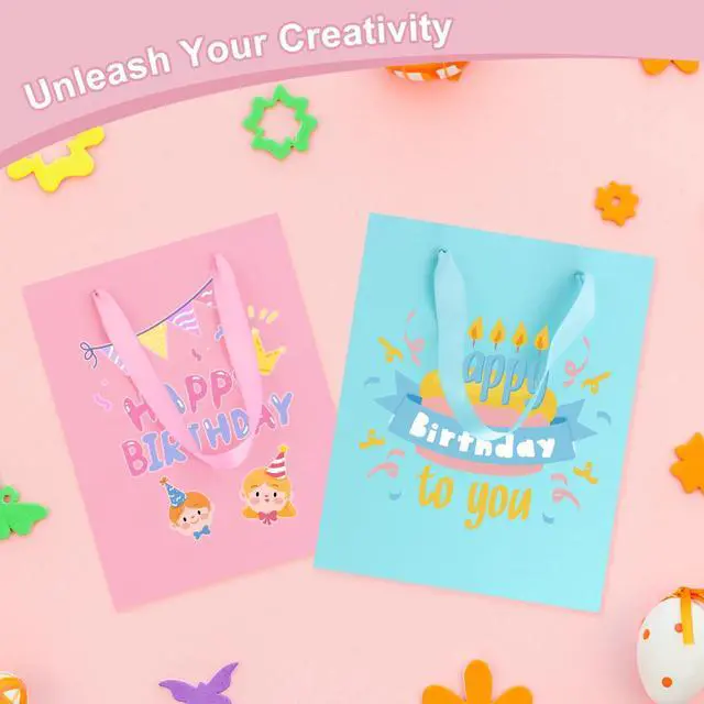 Alt view image 5 of 7 - 4 Pack Medium Gift Bags with Handles and 8 Tissue Papers | Size 8 X 5 X10 Inch Paper Bag for Birthday Party, Baby Shower, Wedding Favors, Christmas & Holidays