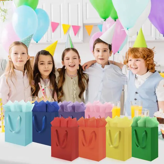 Alt view image 6 of 7 - 4 Pack Medium Gift Bags with Handles and 8 Tissue Papers | Size 8 X 5 X10 Inch Paper Bag for Birthday Party, Baby Shower, Wedding Favors, Christmas & Holidays