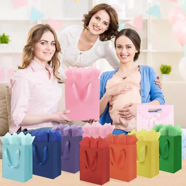 Alt view image 7 of 7 - 4 Pack Medium Gift Bags with Handles and 8 Tissue Papers | Size 8 X 5 X10 Inch Paper Bag for Birthday Party, Baby Shower, Wedding Favors, Christmas & Holidays