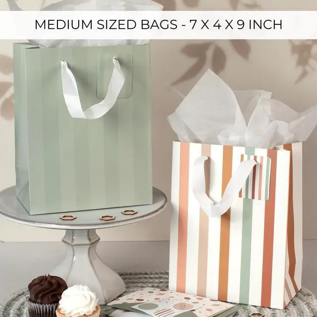 Alt view image 5 of 7 - Beautiful Gift Bags Set of 4 with Handles, Tissue Paper, Stickers & Cards | Reusable 9" Medium Sized Bags for Women - Gift Wrap for Kids Birthday Presents, Weddings, Christmas & Any Other Occasion