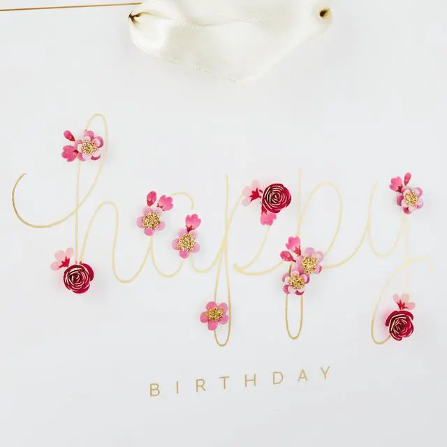 Alt view image 6 of 6 - Signature 7" Medium Birthday Gift Bag with Tissue Paper (Pink Flowers)