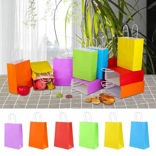Alt view image 4 of 7 - 32Pcs Paper Gift Bags 5.25x3.25x8.25'' Kraft Paper Party Favor Bags | Bulk Rainbow Goodie Bags Small Gift Bags with Handles for Kids Birthday Baby Shower Crafts Wedding Party Supplies