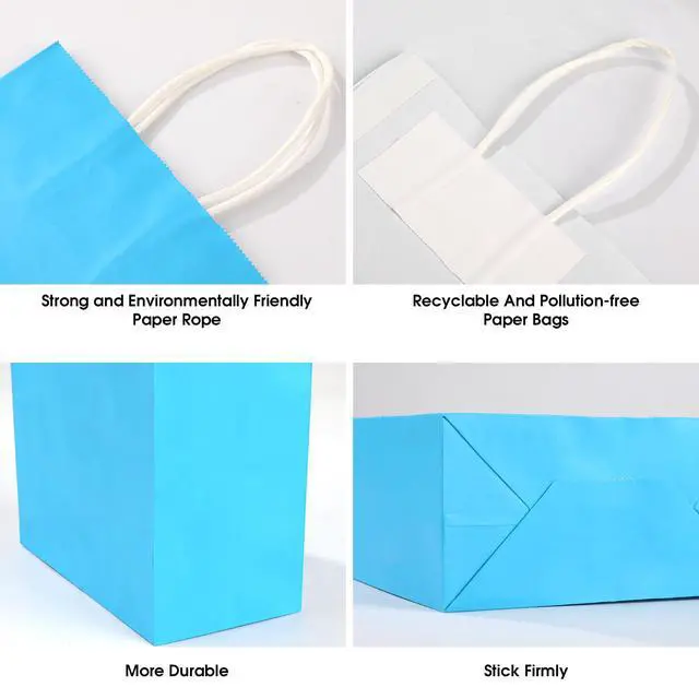 Alt view image 5 of 7 - 32Pcs Paper Gift Bags 5.25x3.25x8.25'' Kraft Paper Party Favor Bags | Bulk Rainbow Goodie Bags Small Gift Bags with Handles for Kids Birthday Baby Shower Crafts Wedding Party Supplies