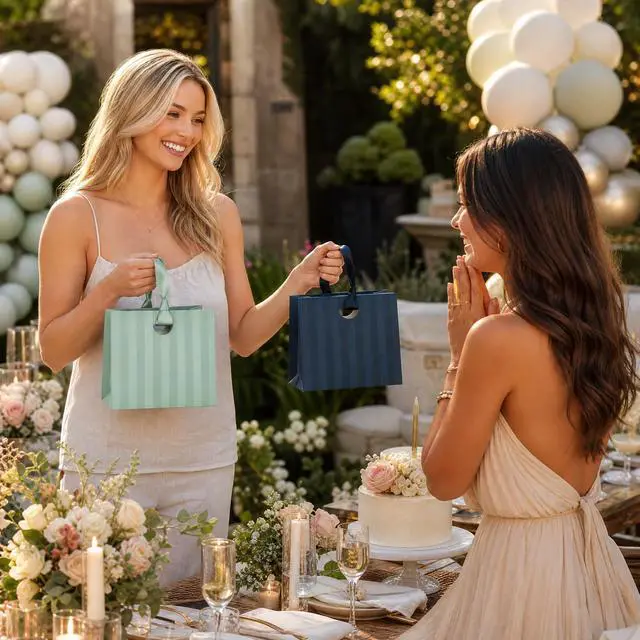 Alt view image 3 of 7 - Beautiful Gift Bags Set of 8 with Handles & Tissue Paper for Women & Kids | Stylish Striped Small Gift Bags with Ribbon Handles - Ideal for Weddings, Girls & Boys Birthdays, Holidays & Any Celebration