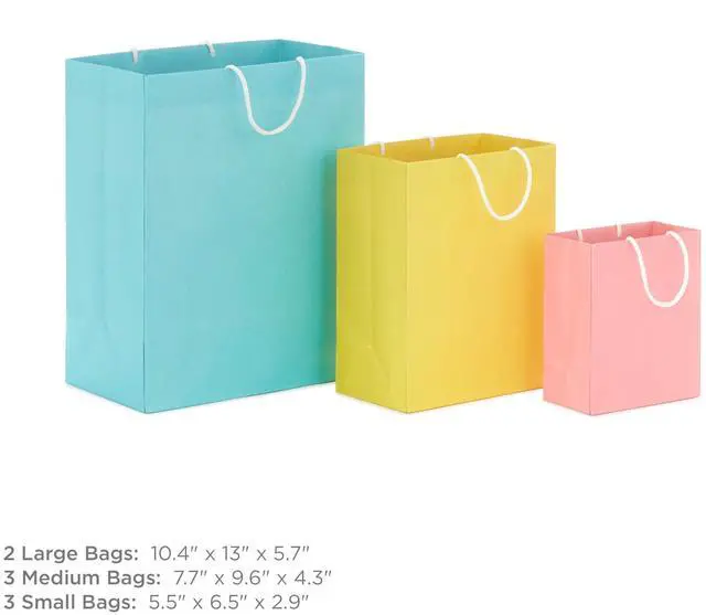 Alt view image 3 of 6 - Recyclable Gift Bags Assorted Sizes (8 Pack) Pastel Colors