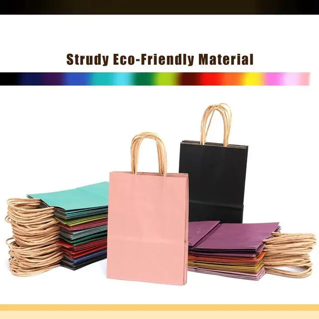 Alt view image 3 of 7 - Medium Size Paper Gift Bags With Handles 10.6"x8.3"x4.3" 16 Solid Colors Party Favor Bags16-Packs