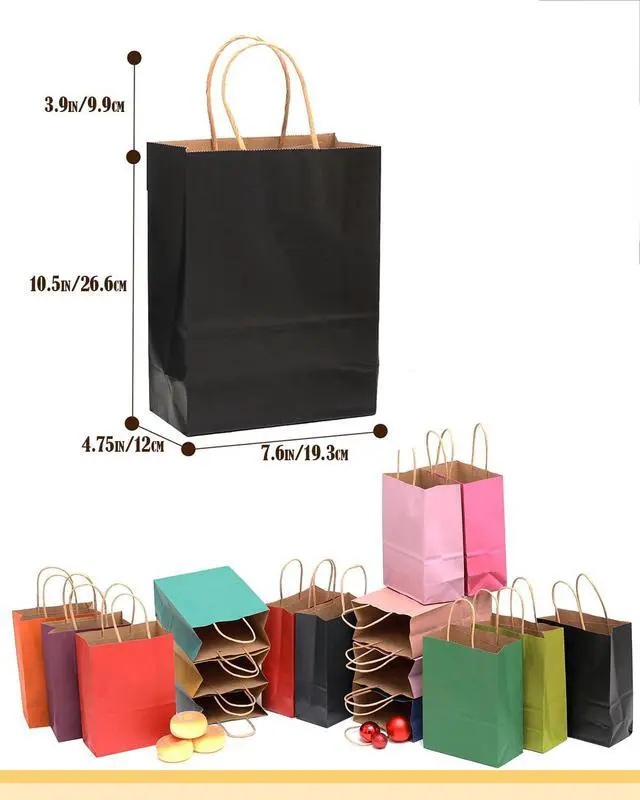 Alt view image 5 of 7 - Medium Size Paper Gift Bags With Handles 10.6"x8.3"x4.3" 16 Solid Colors Party Favor Bags16-Packs
