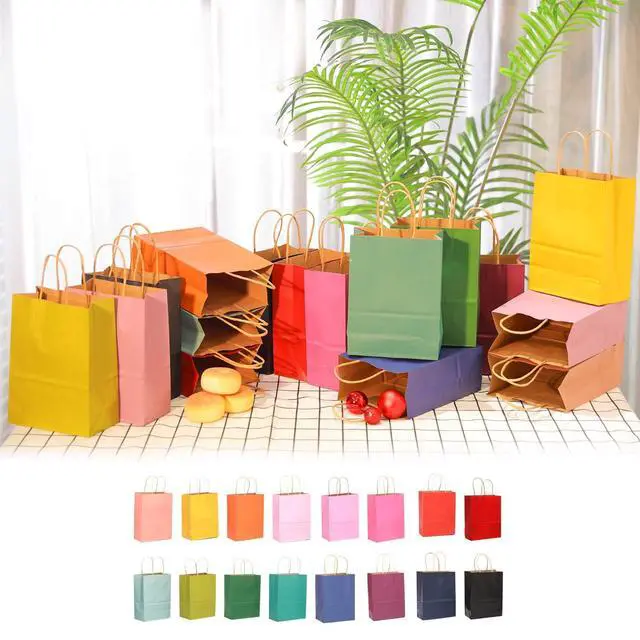 Alt view image 6 of 7 - Medium Size Paper Gift Bags With Handles 10.6"x8.3"x4.3" 16 Solid Colors Party Favor Bags16-Packs