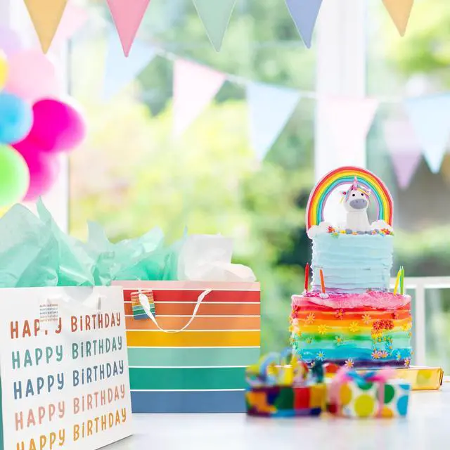 Alt view image 6 of 7 - Beautiful Birthday Gift Bags Set of 2 with Tissue Paper, Cards & Stickers | Reusable Large 16" Bags with Handles - Perfect for Presents at Weddings, Mothers Day or Any Other Occasion