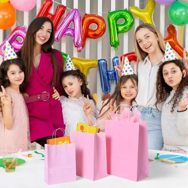 Alt view image 5 of 7 - 32 Pieces Gift Bags with 32 Tissues, 8 Colors Party Favor Bags with Handles, Rainbow Gift Bag for Wedding, Birthday, Party Supplies and Gifts