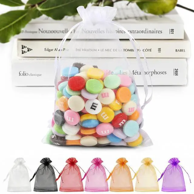 Main image of 50PCS Organza Bags 5 x 7, White Small Gift Mesh Bags Drawstring Bulk | Sheer Goodie Pouches for Wedding Candy Party Favors Baby Bridal Shower&Halloween, Jewelry Treats Sachet Soap Makeup Gift Wrap