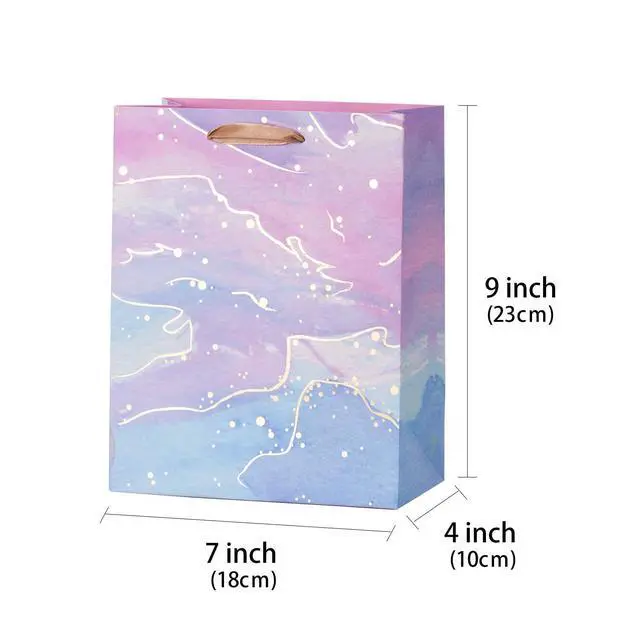 Alt view image 5 of 7 - Medium Size Gift Bags-Colorful Marble Pattern Gift Bag with Tissue Paper for Shopping, Parties, Wedding, Baby Shower, Craft-4 Pack-7" X 4" X 9"