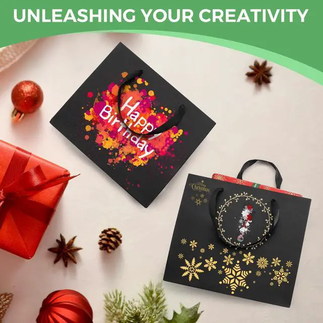 Alt view image 6 of 6 - Extra Large Black Gift Bags: 16x6x12 Inch 3pcs Black Paper Bags With Handles Bulk For Party Shopping Birthday Wedding (XL-3)