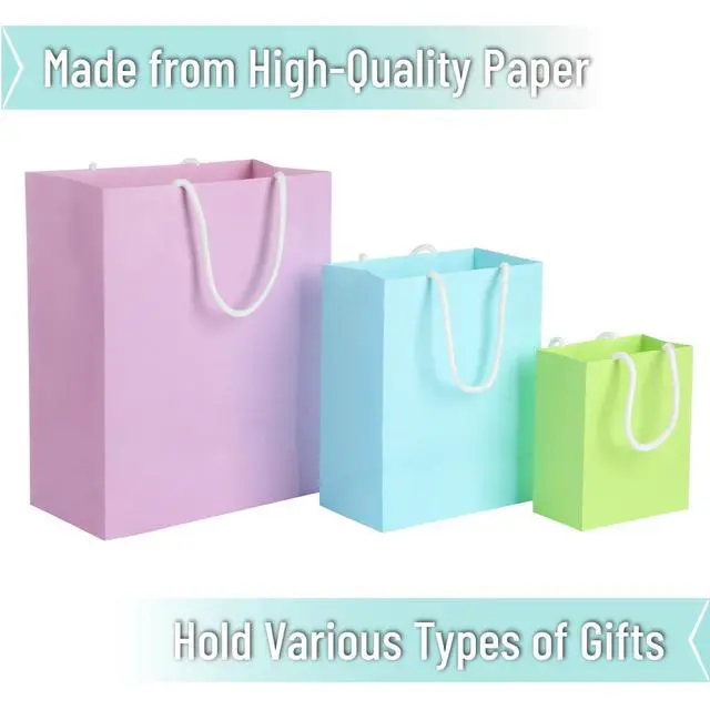 Alt view image 3 of 7 - Paper Gift Bags with Handles, Assorted Sizes, 8 Pack | Paper Bags with Handles, Ideal for Gifts, Weddings, Baby Showers, Birthdays, Shopping, Retail Merchandise, Party Favor