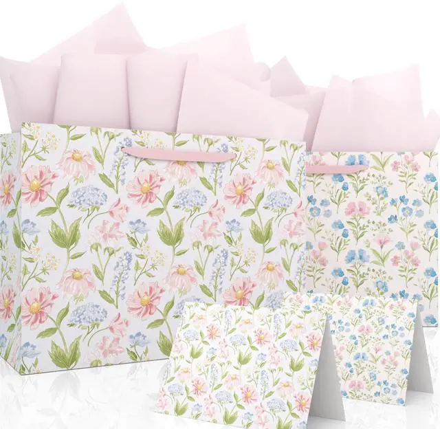 Main image of Gift Bags Set of 2,Large 13" Gift Bag with Tissue Paper,Floral Gift bag Includes Matching Tissue Paper,Card and Envelope,Perfect For Presents of Any Special Occasion
