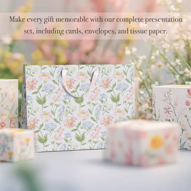 Alt view image 6 of 7 - Gift Bags Set of 2,Large 13" Gift Bag with Tissue Paper,Floral Gift bag Includes Matching Tissue Paper,Card and Envelope,Perfect For Presents of Any Special Occasion