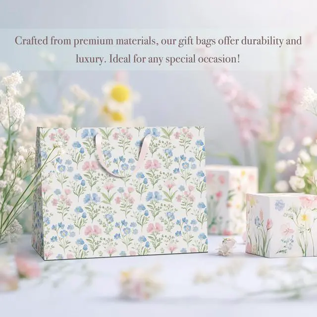 Alt view image 7 of 7 - Gift Bags Set of 2,Large 13" Gift Bag with Tissue Paper,Floral Gift bag Includes Matching Tissue Paper,Card and Envelope,Perfect For Presents of Any Special Occasion