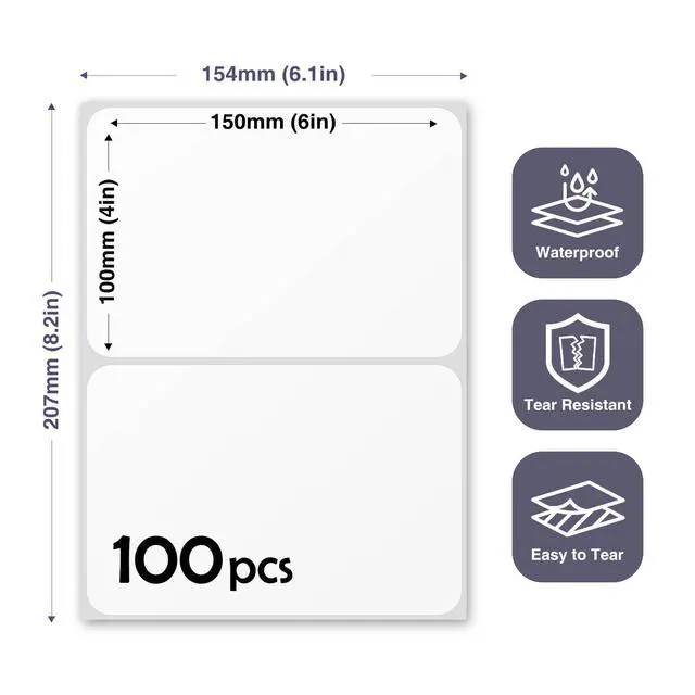 Alt view image 2 of 6 - 100Pcs Large White Labels for Storage Bins,6x4 Inch Labels | Removable,Large,Thinness White Labels for Box,Storage Bins