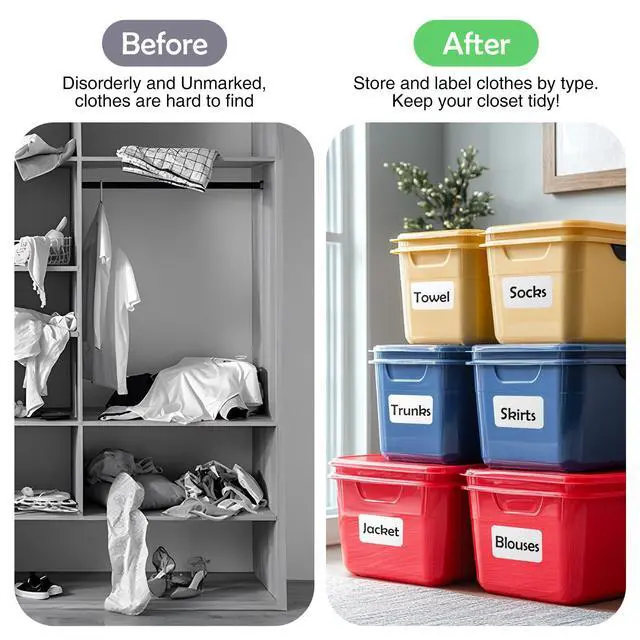 Alt view image 5 of 6 - 100Pcs Large White Labels for Storage Bins,6x4 Inch Labels | Removable,Large,Thinness White Labels for Box,Storage Bins