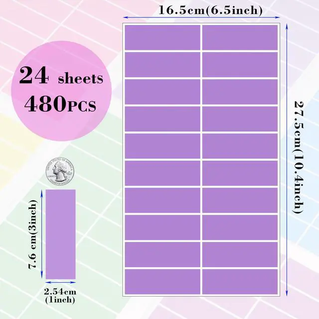 Alt view image 2 of 7 - Colored Label Stickers,12 Colors,3 x 1 Inch Folder Labels-480 Pcs | Rectangle Self-Adhesive Sticky Labels Color Stickers Moving Stickers for Inventory,Office,File Folders,Moving