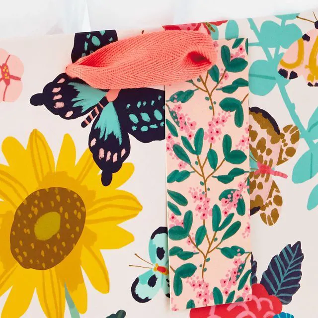 Alt view image 6 of 6 - 9" Medium Gift Bag with Tissue Paper (Bright Flowers) | For Bridal Showers, Weddings, Baby Showers, Mothers Day