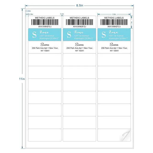 Alt view image 2 of 7 - Address Labels 1" x 2-5/8" 900 Labels Sticker Paper for Laser/Ink Jet Printer Mailing Labels 8.5"×11" White 30 per Sheet