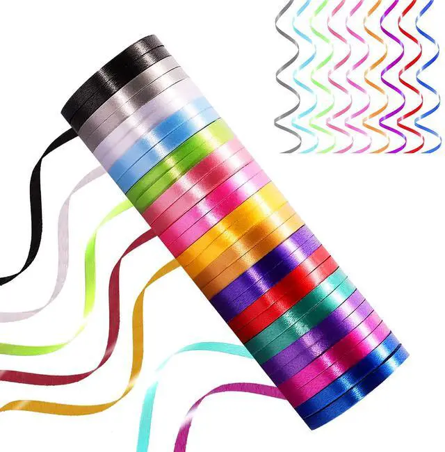 Main image of 30 Roll 15 Colors Curling Ribbons for Crafts Bows Present Wrapping Ribbon Florist Wedding Party Festival Art Craft Decor, Separate Rolls, 11 Yards Per Roll, 3/16 Inch Wide 3/16" - Set1