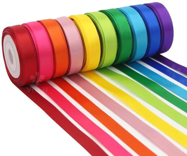 Main image of 3/8 Inch Satin Ribbon Set 10 Rolls Rainbow Double Face Ribbon for Gift Wrapping, 5 Yards Each (Total 50 Yards), Decorative Ribbon for Presents & Party Favors