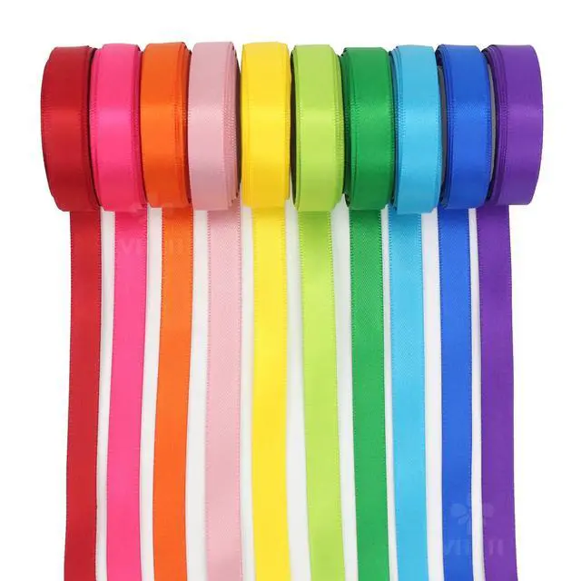 Alt view image 2 of 7 - 3/8 Inch Satin Ribbon Set 10 Rolls Rainbow Double Face Ribbon for Gift Wrapping, 5 Yards Each (Total 50 Yards), Decorative Ribbon for Presents & Party Favors