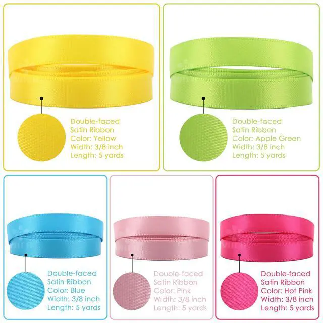 Alt view image 3 of 7 - 3/8 Inch Satin Ribbon Set 10 Rolls Rainbow Double Face Ribbon for Gift Wrapping, 5 Yards Each (Total 50 Yards), Decorative Ribbon for Presents & Party Favors
