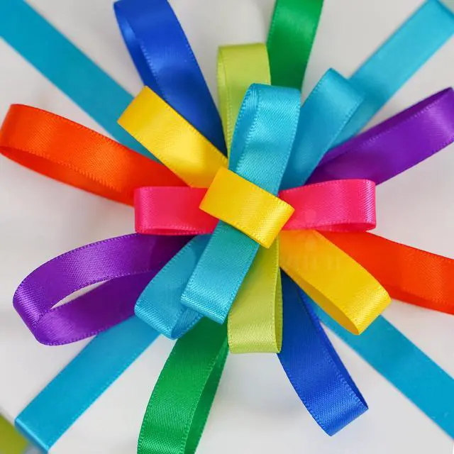 Alt view image 5 of 7 - 3/8 Inch Satin Ribbon Set 10 Rolls Rainbow Double Face Ribbon for Gift Wrapping, 5 Yards Each (Total 50 Yards), Decorative Ribbon for Presents & Party Favors