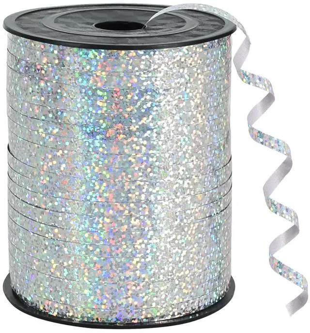 Main image of 500 Yards Silver Ribbon Curling Crimped, Balloon String Shiny Metallic Roll for Gift Wrapping Ribbon for Birthday Party Festival Art Craft Decor Florist Flowers Decoration