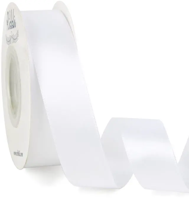 Main image of Double Faced White Satin Ribbon,1 x Continuous 25 Yards,Use for Bows Bouquet,Gift Wrapping,Floral Arrangement