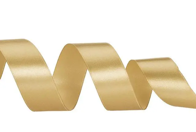 Alt view image 3 of 7 - 1 Inch Champaign Gold Solid Satin Ribbon for Gift Wrapping, 50 Yards | Soft, Satiny, Colorfast, Polyester Fabric, Ease of Use, Bouquets, Decor, Crafting DIY, Leis, Christmas, Wedding