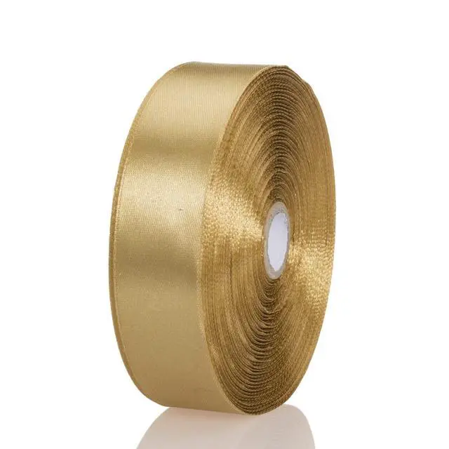 Alt view image 7 of 7 - 1 Inch Champaign Gold Solid Satin Ribbon for Gift Wrapping, 50 Yards | Soft, Satiny, Colorfast, Polyester Fabric, Ease of Use, Bouquets, Decor, Crafting DIY, Leis, Christmas, Wedding