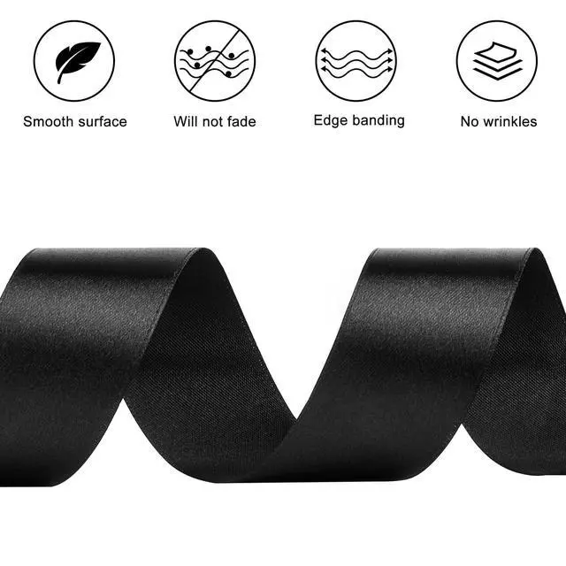 Alt view image 3 of 7 - Black Satin Ribbon, 1-1/2 Inches, 50 Yards | For Bows, Flower Bouquets, Gift Wrapping, Wedding, DIY Crafts