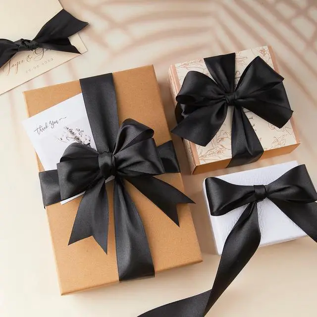 Alt view image 6 of 7 - Black Satin Ribbon, 1-1/2 Inches, 50 Yards | For Bows, Flower Bouquets, Gift Wrapping, Wedding, DIY Crafts
