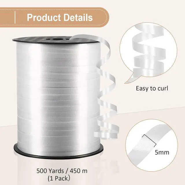 Alt view image 5 of 6 - White Curling Ribbon, 500 Yard, 3/16" for Gift Wrapping, Balloon String, Baby Shower, Christmas