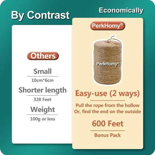 Alt view image 3 of 7 - Natural Jute Twine 600 Feet Long Twine String for Crafts Gift Wrapping Packing Gardening Crochet Knitting Macrame Decor (Brown 2mm * 600feet)