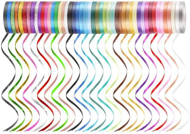 Main image of 48 Rolls Curling Balloon String Roll Ribbons, 48 Colors 5mm 11 Yards Gift Wrapping Ribbons for Art Crafts Bows Wedding Party Florist