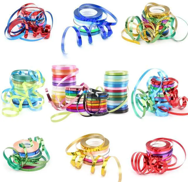 Alt view image 4 of 7 - 48 Rolls Curling Balloon String Roll Ribbons, 48 Colors 5mm 11 Yards Gift Wrapping Ribbons for Art Crafts Bows Wedding Party Florist