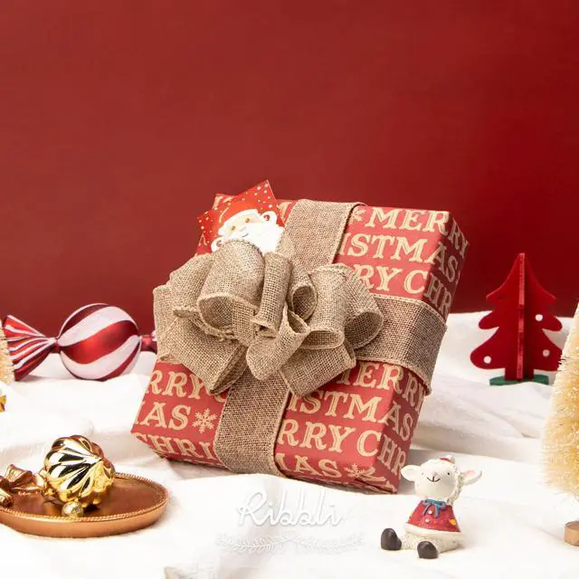 Alt view image 3 of 6 - Burlap Wired Edge Ribbon,1-1/2 Inch x 10 Yard,Natural,Solid for Big Bow,Wreath,Tree, Outdoor Decoration